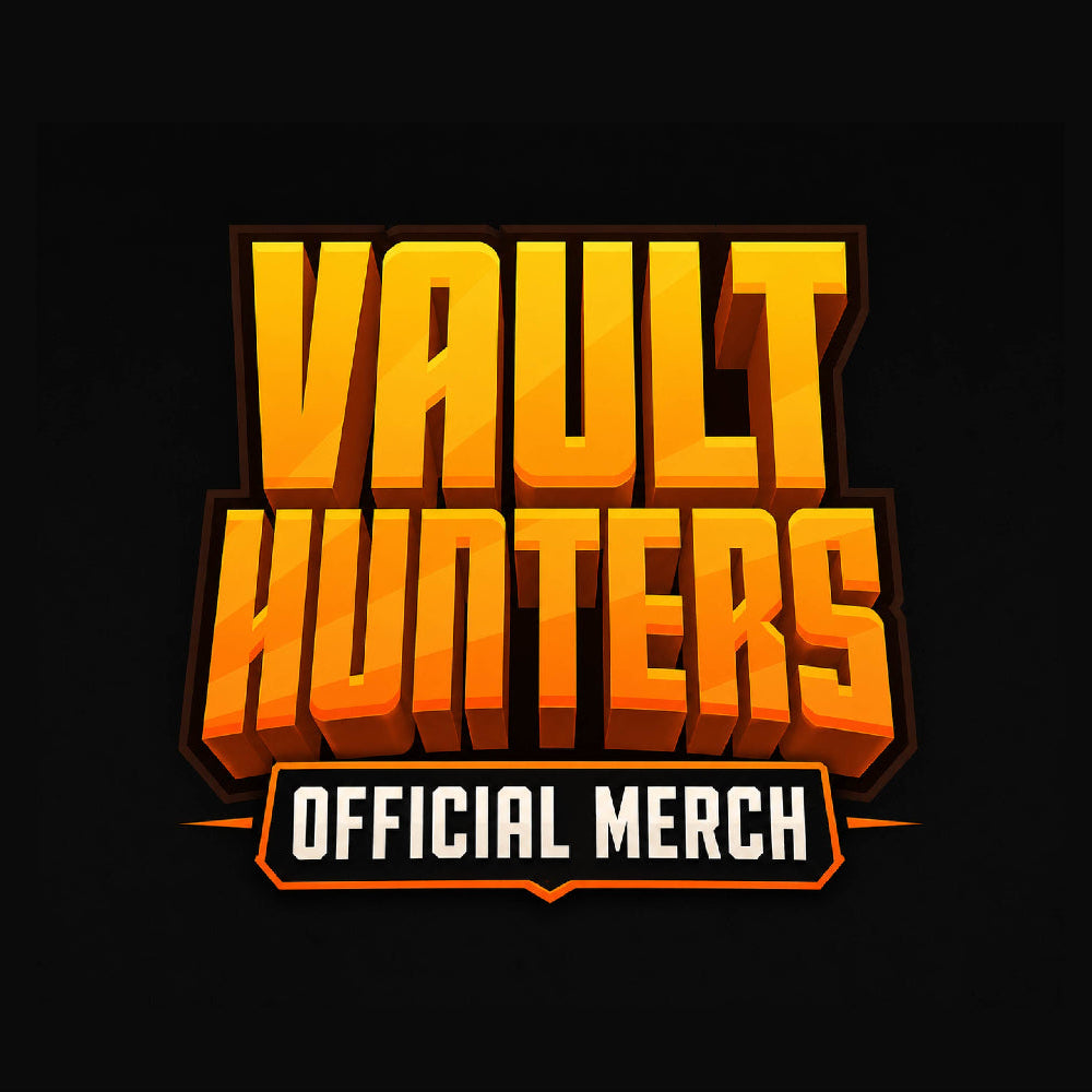 Vault Hunters official merchandise logo with orange text on a black background